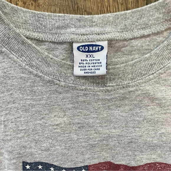 vintage y2k old navy summer ‘99 american flag heather grey tee - Picture 4 of 5